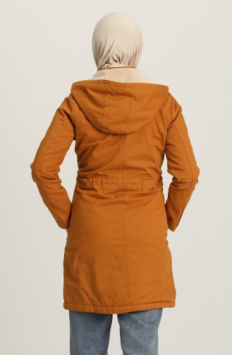Gabardine Fabric waist Gathered Coat 7105-07 Mustard 7105-07