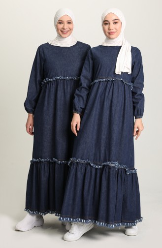 Navy Blue Hijab Dress 0053-02