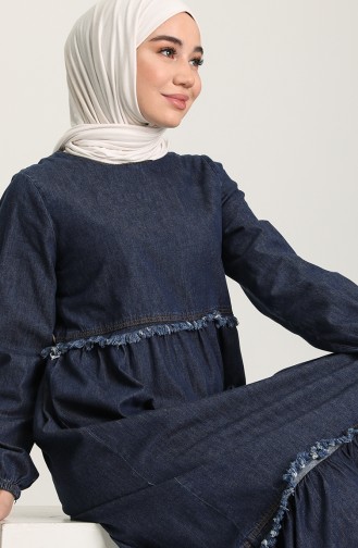 Navy Blue Hijab Dress 0053-02