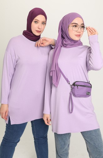 Düz Viskon Tunik 5801-08 Lila