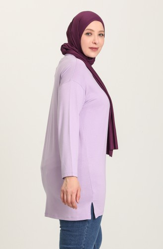 Düz Viskon Tunik 5801-08 Lila