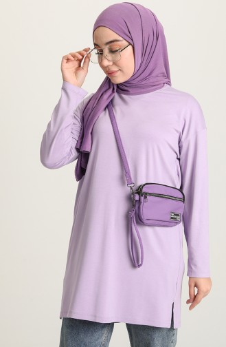 Düz Viskon Tunik 5801-08 Lila