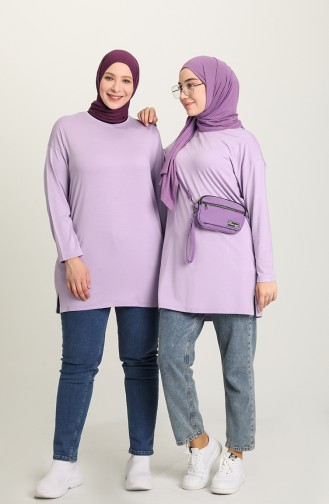 Düz Viskon Tunik 5801-08 Lila