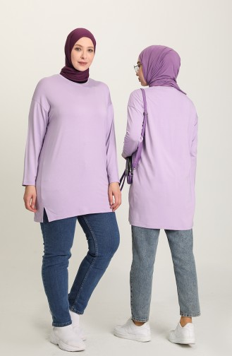 Düz Viskon Tunik 5801-08 Lila