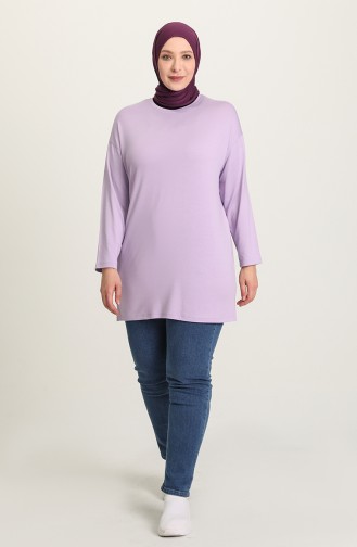 Düz Viskon Tunik 5801-08 Lila