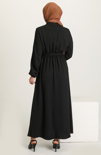 Düğmeli Elbise 5024-01 Siyah