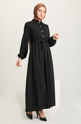 Schwarz Hijab Kleider 5024-01
