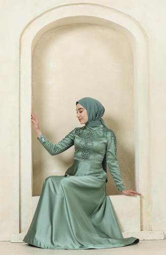 Grün Hijab-Abendkleider 4902-01