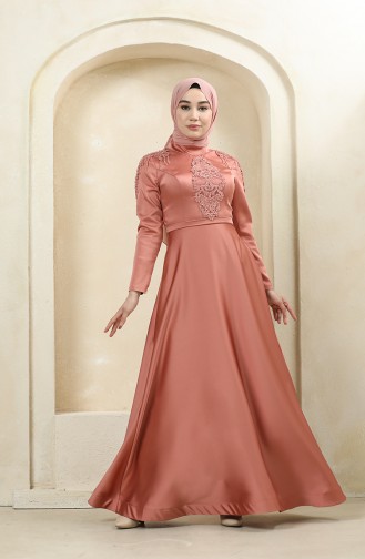Onion Peel Hijab Evening Dress 4902-03