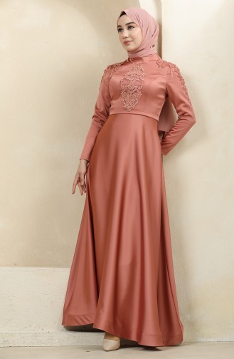 Onion Peel Hijab Evening Dress 4902-03