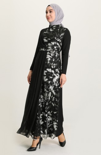 Black Hijab Evening Dress 4904-03