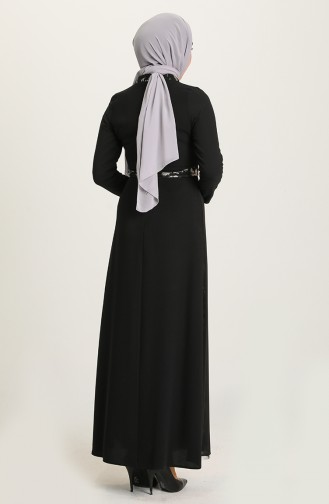 Black Hijab Evening Dress 4904-03