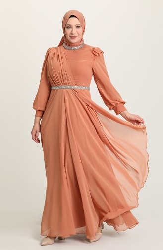 Onion Peel Hijab Evening Dress 4911-03