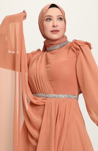 Onion Peel Hijab Evening Dress 4911-03