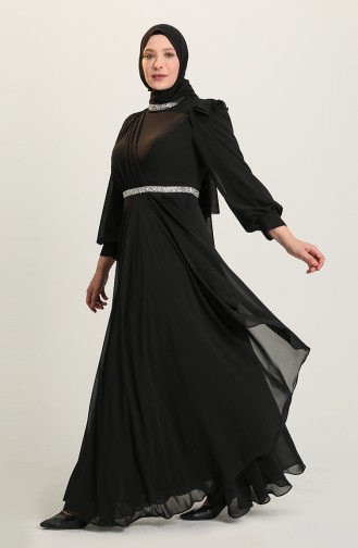Schwarz Hijab-Abendkleider 4911-04
