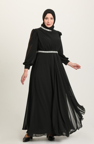 Black Hijab Evening Dress 4911-04