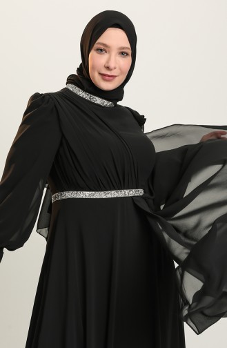 Schwarz Hijab-Abendkleider 4911-04