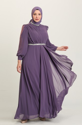 Violet Hijab Evening Dress 4911-06