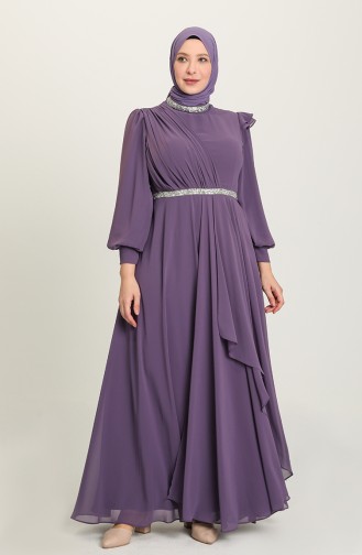 Violet Hijab Evening Dress 4911-06