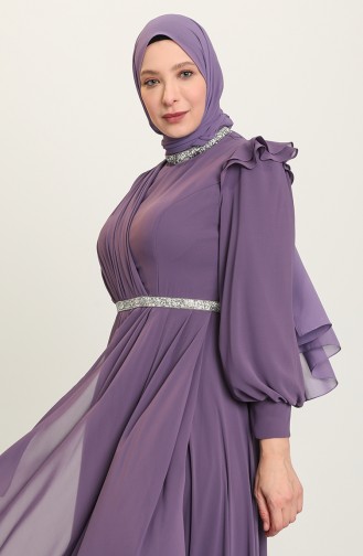 Violet Hijab Evening Dress 4911-06