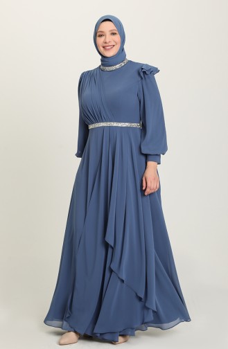 Indigo Hijab Evening Dress 4911-07