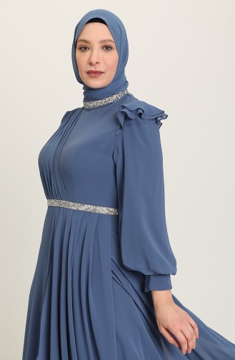 Indigo Hijab-Abendkleider 4911-07