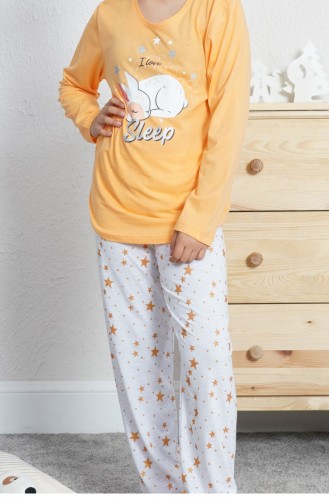 Kız Cocuk Uzun Kol Pijama Takım 40990037 Seftalı