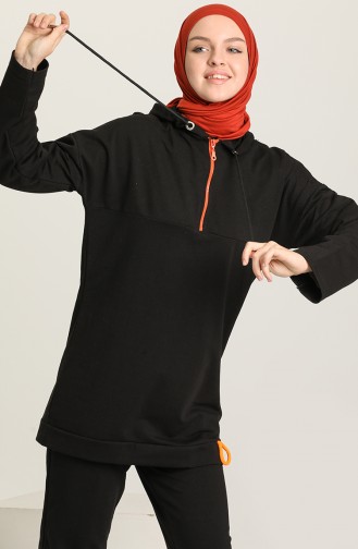 Neon Zippered Hooded Tracksuit 2040-06 Black 2040-06