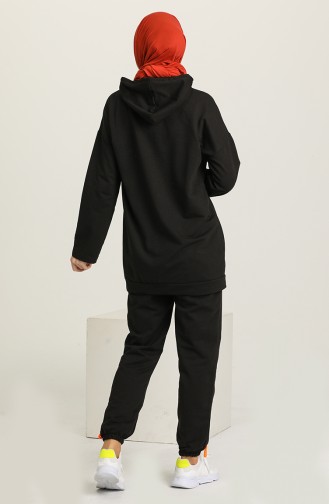 Neon Zippered Hooded Tracksuit 2040-06 Black 2040-06