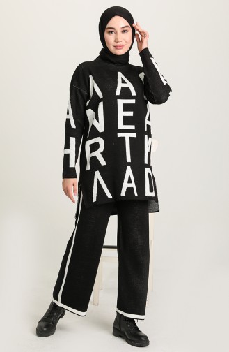 Triko Tunik Pantolon İkili Takim 395-02 Siyah