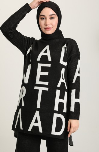 Triko Tunik Pantolon İkili Takim 395-02 Siyah