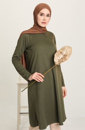 Düz Basic Tunik 1200-11 Haki Yeşil