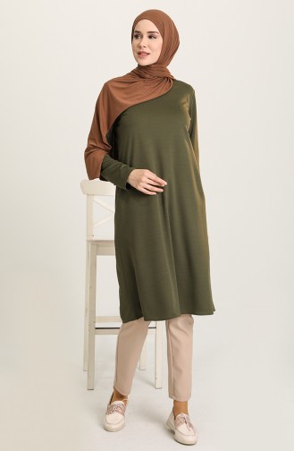 Düz Basic Tunik 1200-11 Haki Yeşil