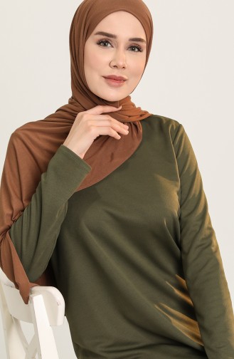 Düz Basic Tunik 1200-11 Haki Yeşil