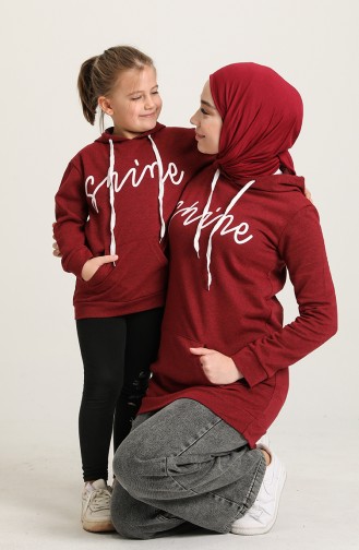 Kapüşonlu Çocuk Sweatshirt 50114-05 Bordo