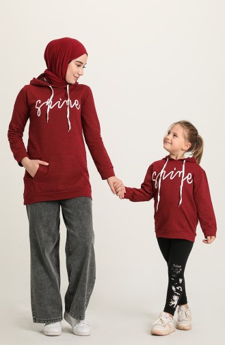 Kapüşonlu Çocuk Sweatshirt 50114-05 Bordo