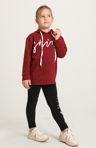 Kapüşonlu Çocuk Sweatshirt 50114-05 Bordo
