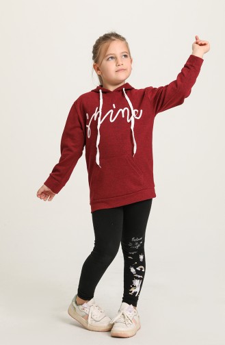 Kapüşonlu Çocuk Sweatshirt 50114-05 Bordo