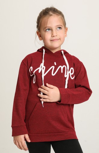 Kapüşonlu Çocuk Sweatshirt 50114-05 Bordo