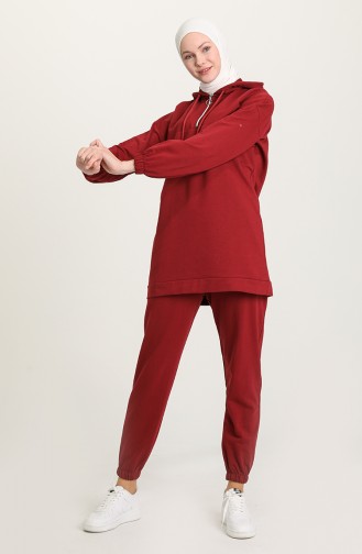 Front Half-Zip Tracksuit Set 1019-04 Burgundy 1019-04