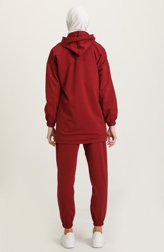 Front Half-Zip Tracksuit Set 1019-04 Burgundy 1019-04