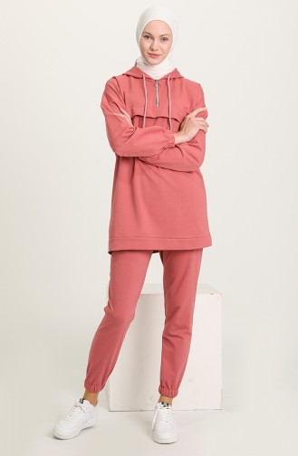 Half-Zip Front Sweatsuit Set 1019-03 Powder 1019-03