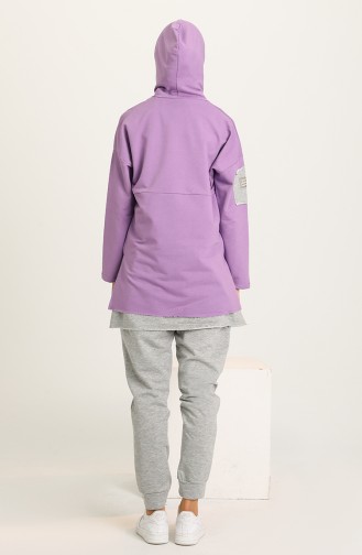 Cotton Tunic Pants Tracksuit Set 2030-09 Lilac 2030-09