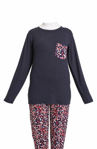 Bayan Pijama Takımı 3419-01 Lacivert