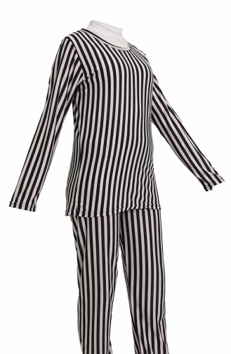 Akbeniz Kadın 100 Pamuk Penye Uzun Kol Pijama Takım 3424 Siyah