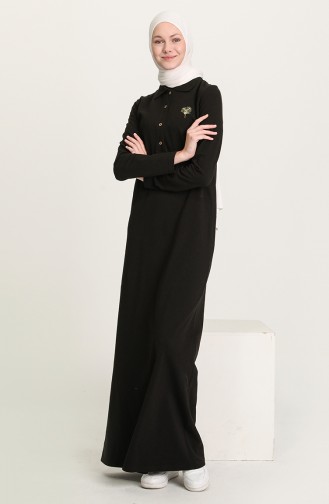 Polo Yaka Elbise 3306-01 Siyah