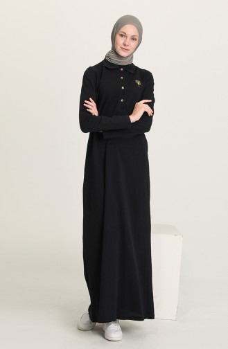 Navy Blue Hijab Dress 3306-02