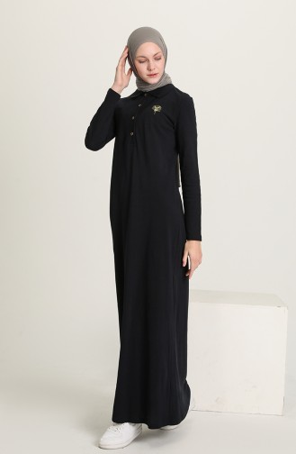 Navy Blue Hijab Dress 3306-02