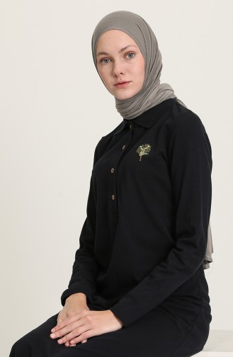 Navy Blue Hijab Dress 3306-02