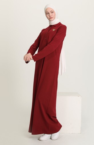 Weinrot Hijab Kleider 3306-03
